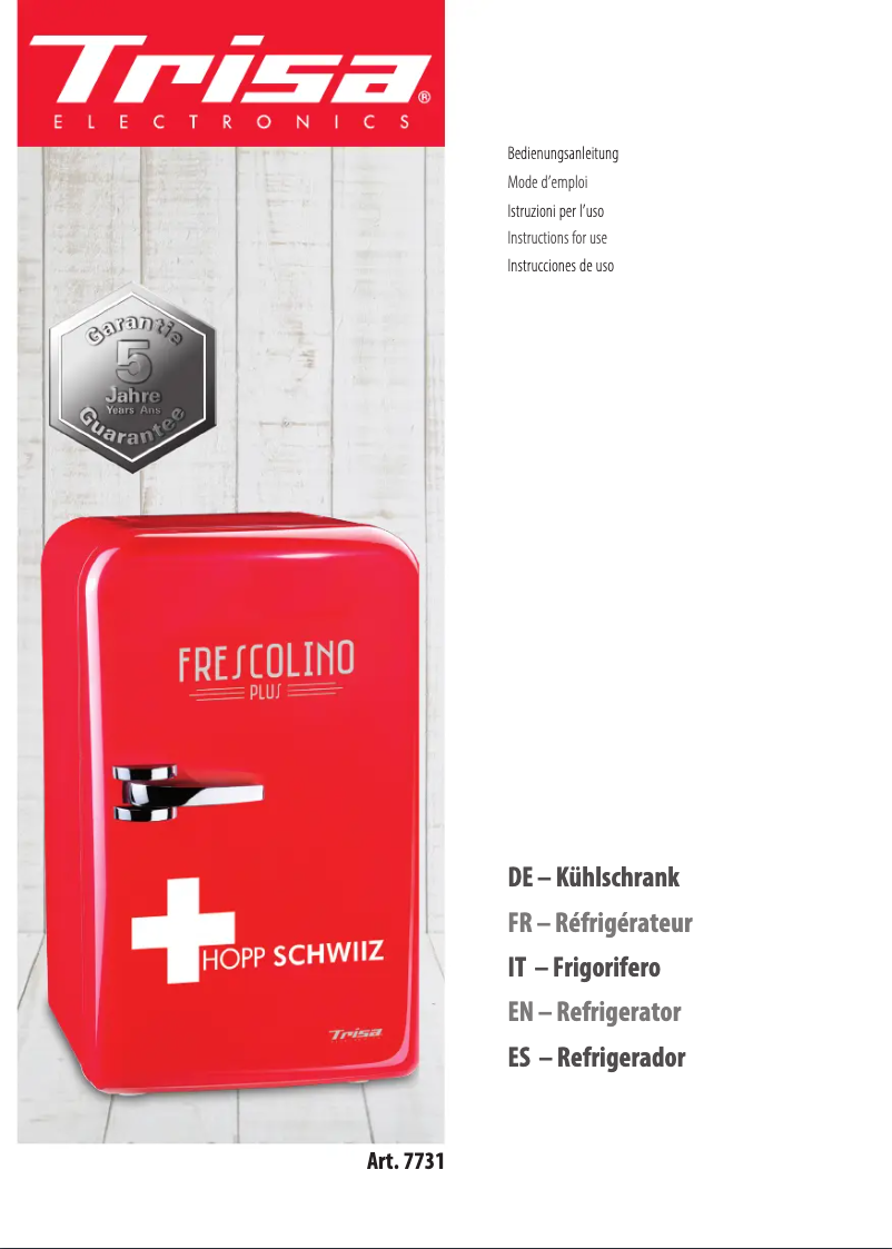 Page 1 of the manual User Manual Trisa Hopp Schwiiz 7731