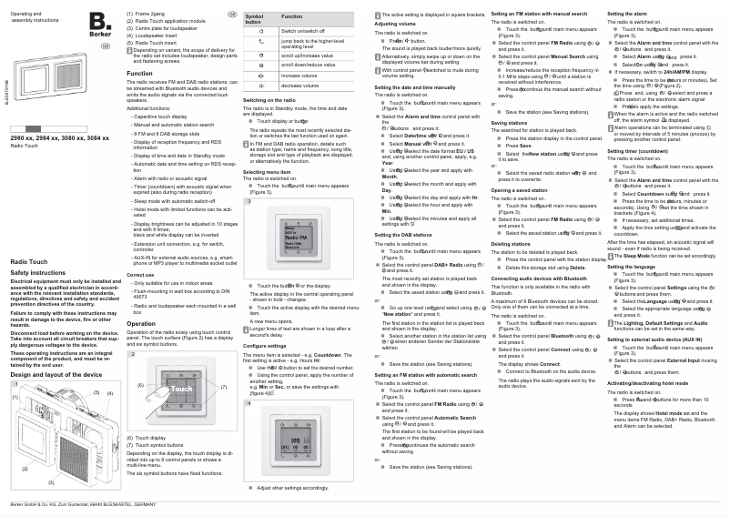 Page 1 of the manual User Manual Berker 30847003