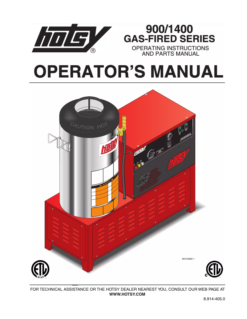 Page 1 of the manual User Manual Hotsy 1422SS
