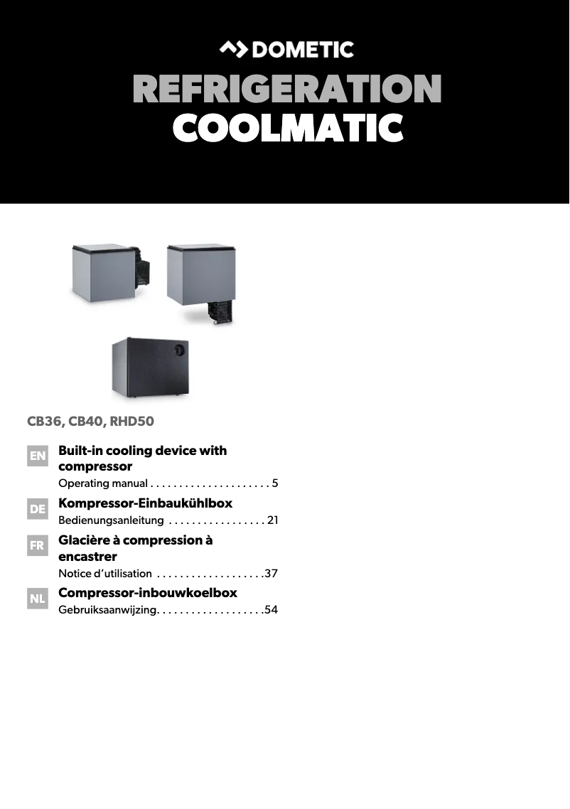 Page 1 of the manual User Manual Dometic CoolMatic RHD50