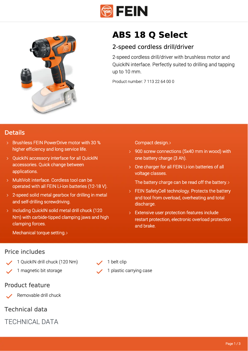 First page image of the manual for ABS 18 Q Select