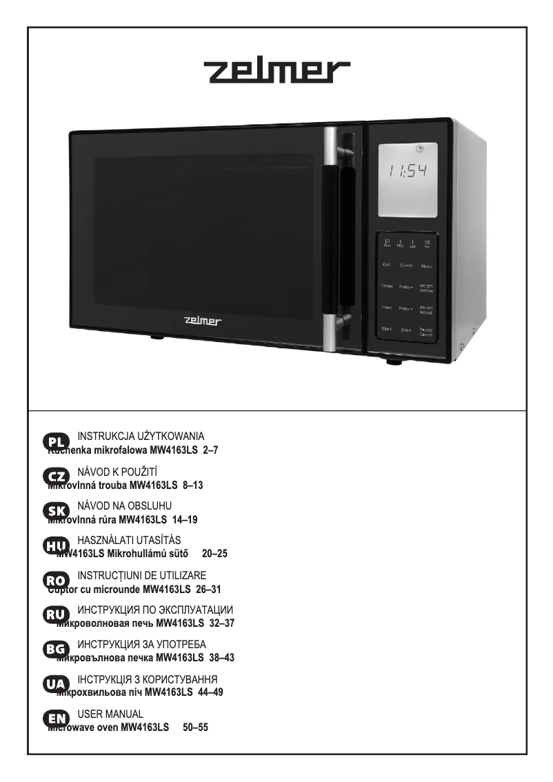 Page 1 of the manual User Manual Zelmer MW4163LS