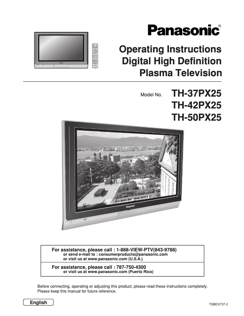 Page 1 of the manual User Manual Panasonic TH-50PX25UP
