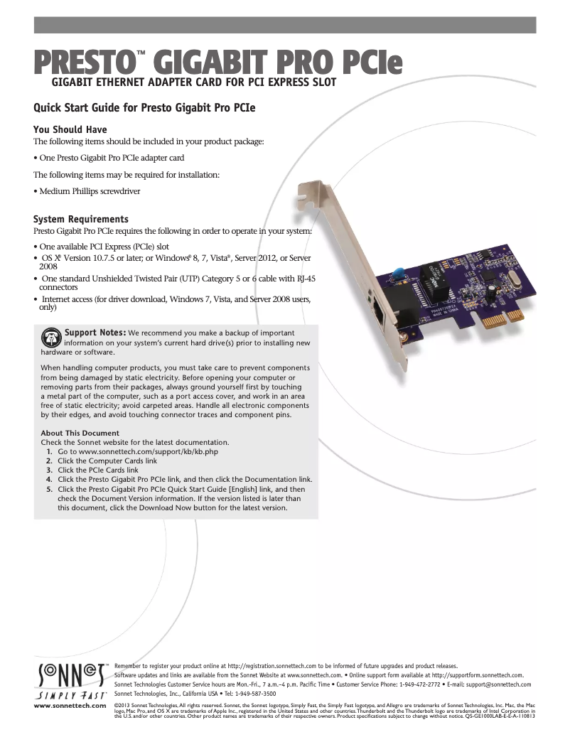 Page 1 of the manual User Manual Sonnet GE1000LAB-E