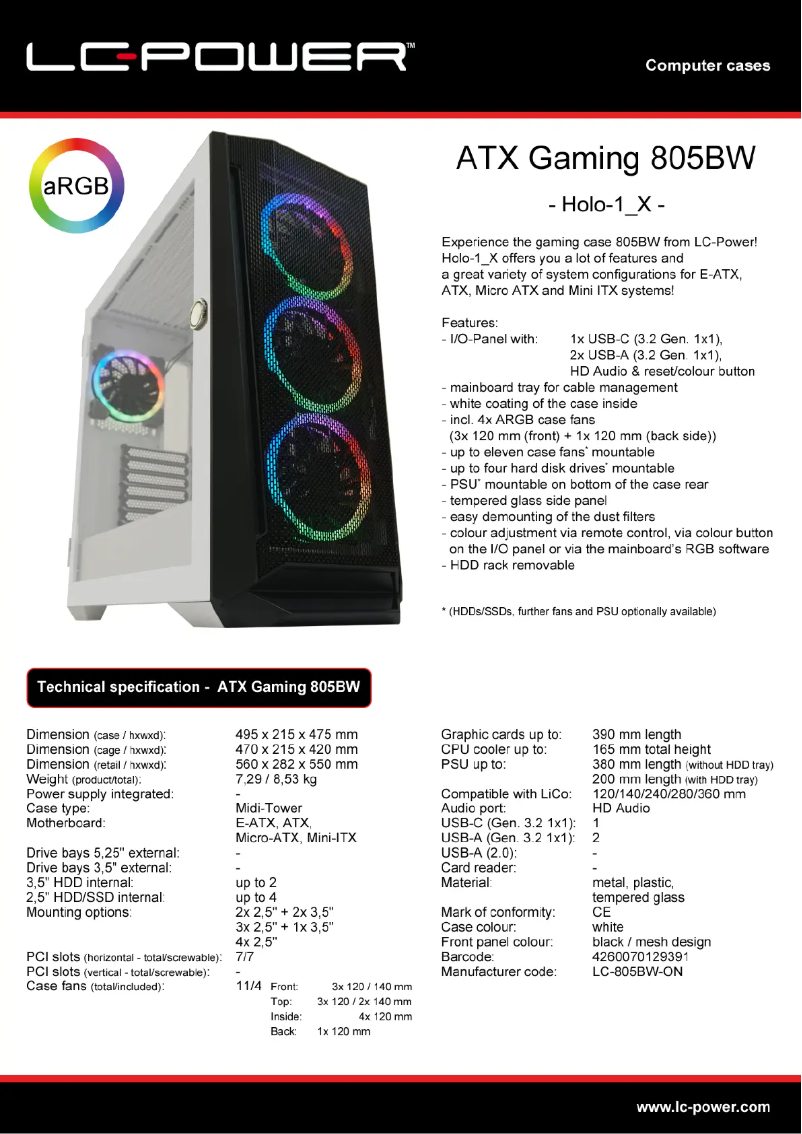 First page image of the manual for Gaming 805BW