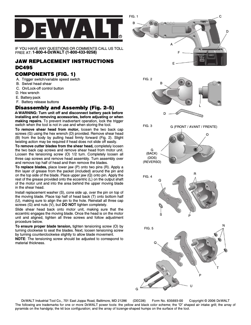 First page image of the manual for DCB606