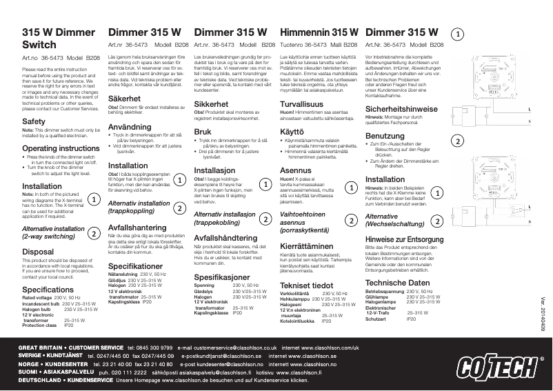 Page 1 of the manual User Manual Cotech B208