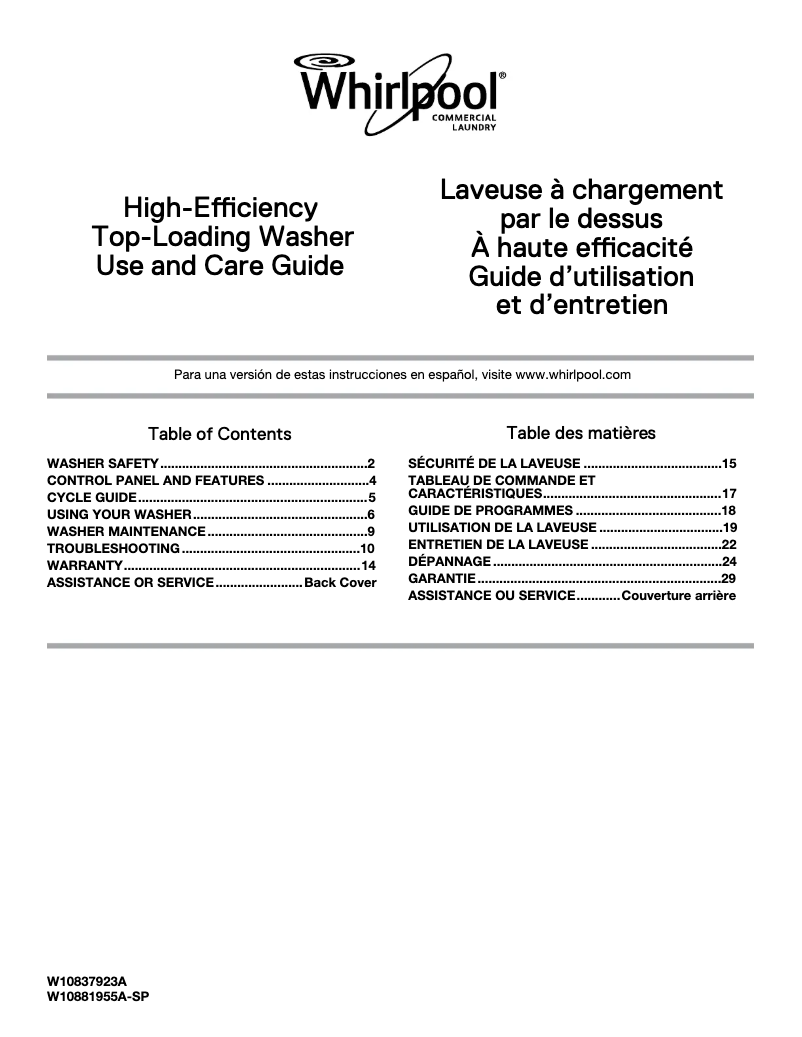 Page 1 of the manual User Manual Whirlpool CAE2745FQ