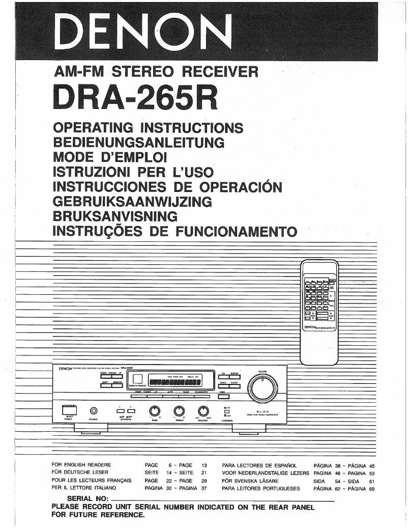 First page image of the manual for DRA-265R