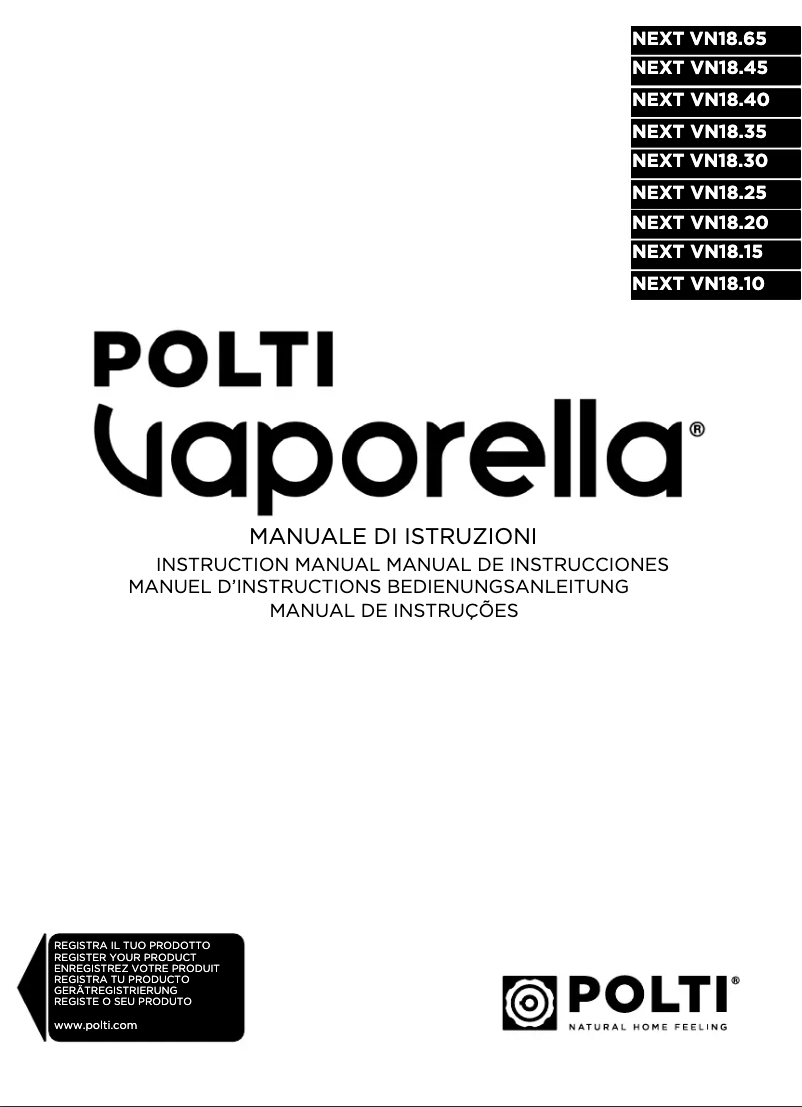Page 1 of the manual User Manual Polti Vaporella Next VN18.15