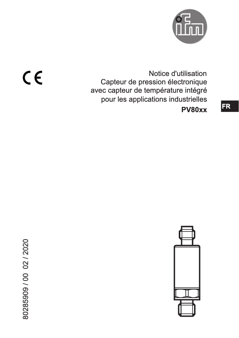 Page 1 of the manual User Manual IFM PV8001