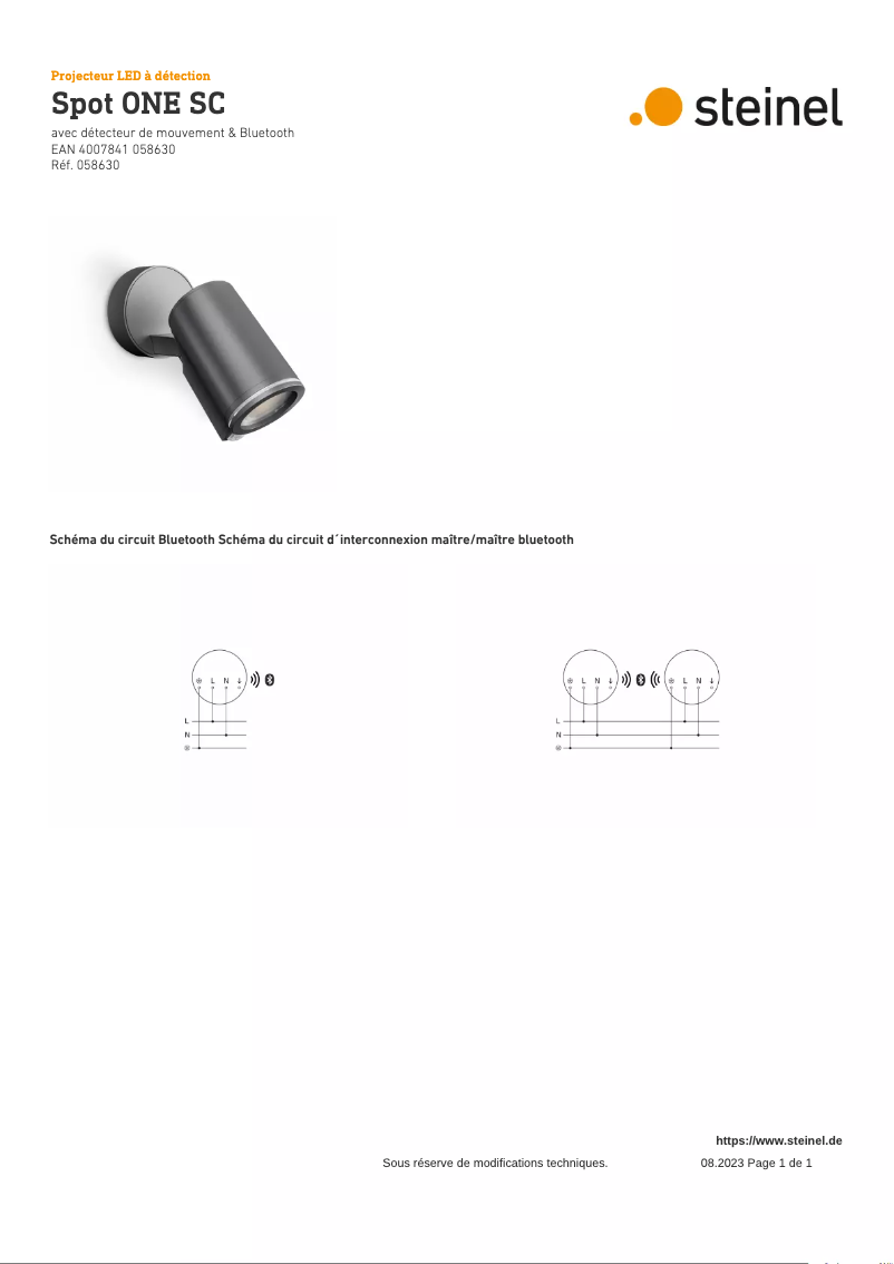 Page 1 of the manual Wiring Diagram Steinel Spot ONE SC