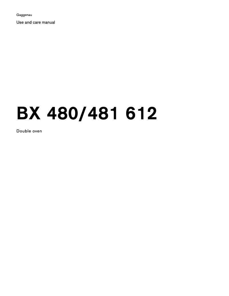 Page 1 of the manual User Manual Gaggenau BX480612