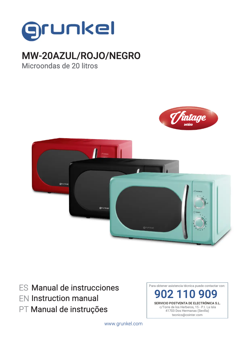 First page image of the manual for MW-20