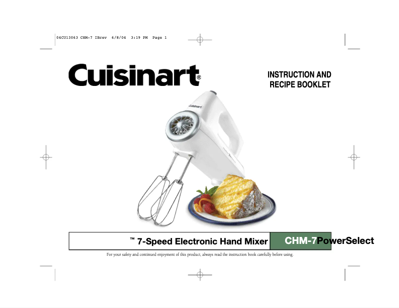 Page 1 of the manual User Manual Cuisinart PowerSelect CHM-7