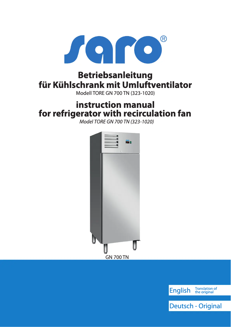 Page 1 of the manual User Manual Saro TORE GN 700