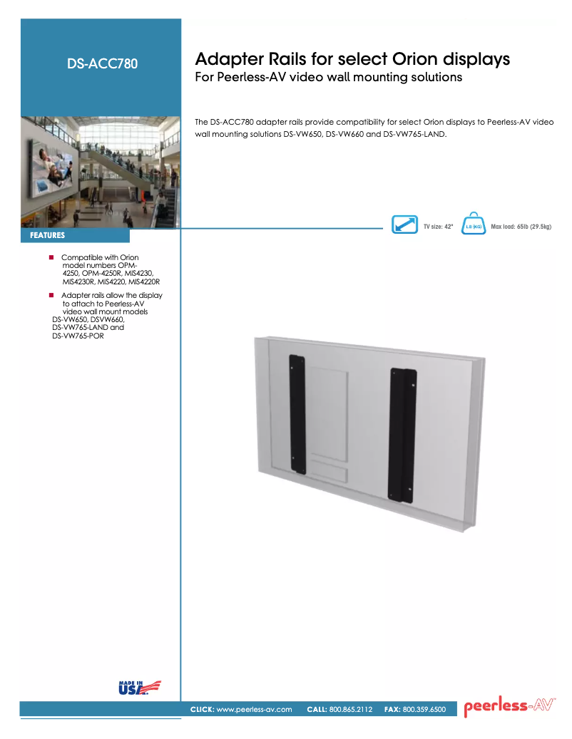 Page 1 of the manual User Manual Peerless-AV DS-ACC780