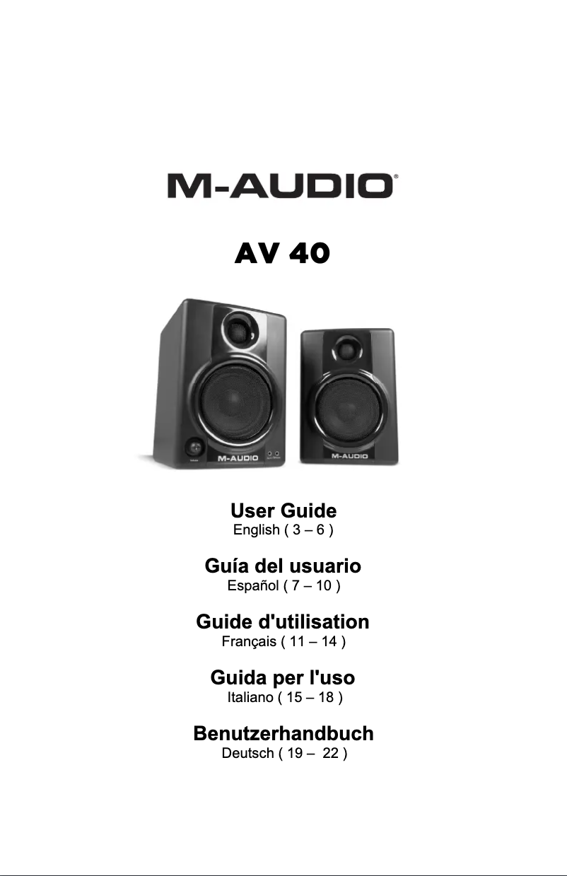Page 1 of the manual User Manual M-Audio Studiophile AV40