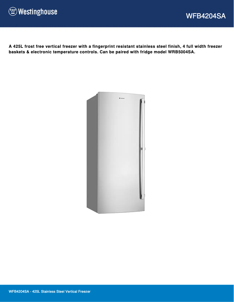 First page image of the manual for WFB4204SA