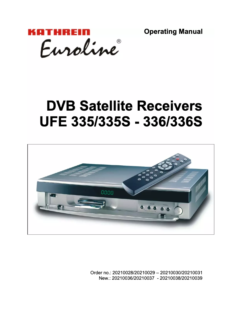 Page 1 of the manual User Manual Kathrein UFE 336 CI