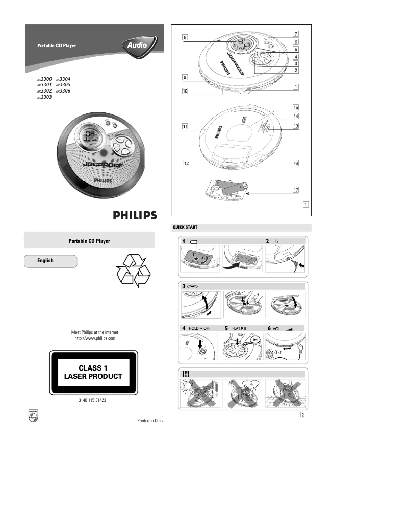 Page 1 of the manual User Manual Philips AX3306
