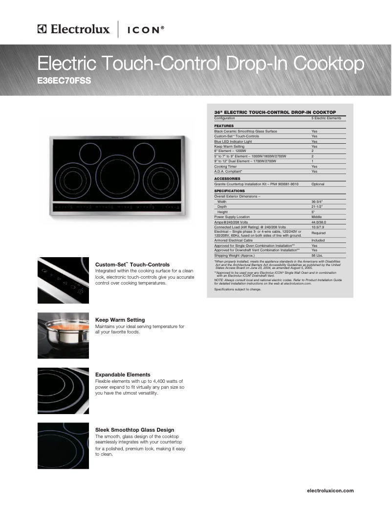 First page image of the manual for E36EC70FSS