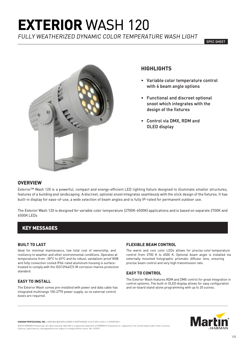 First page image of the manual for Exterior Wash 120