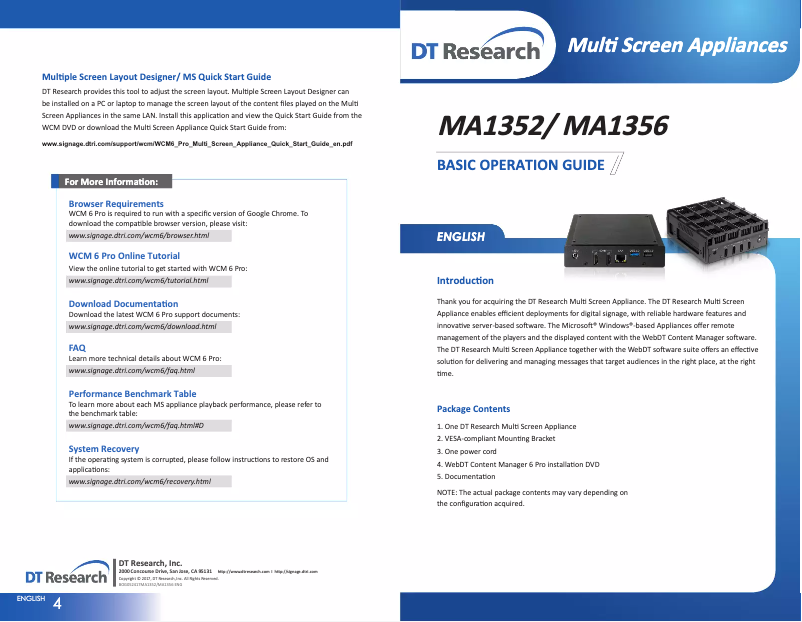 First page image of the manual for MA1356