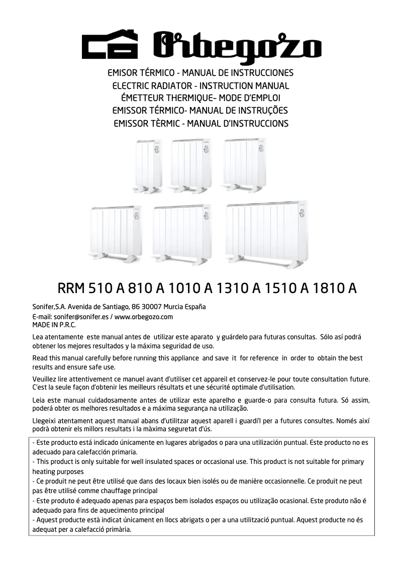 Page 1 of the manual User Manual Orbegozo RRM 510