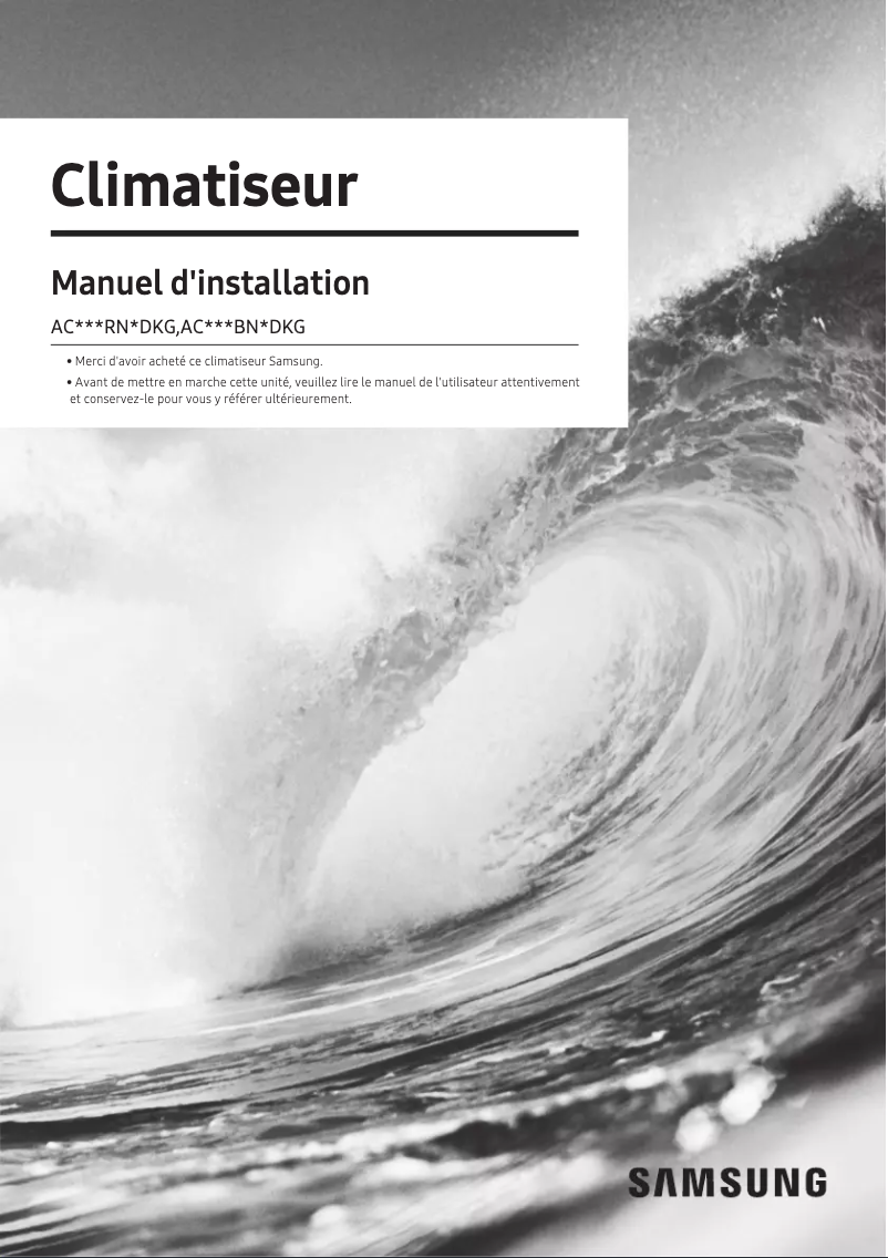 Page 1 of the manual Installation Guide Samsung AC140RNMDKG