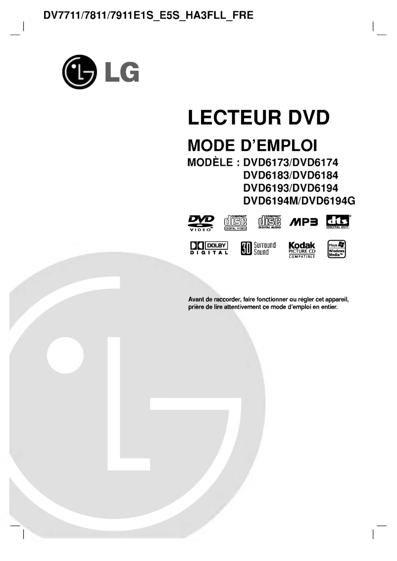 Page 1 of the manual User Manual LG DV7511E5S