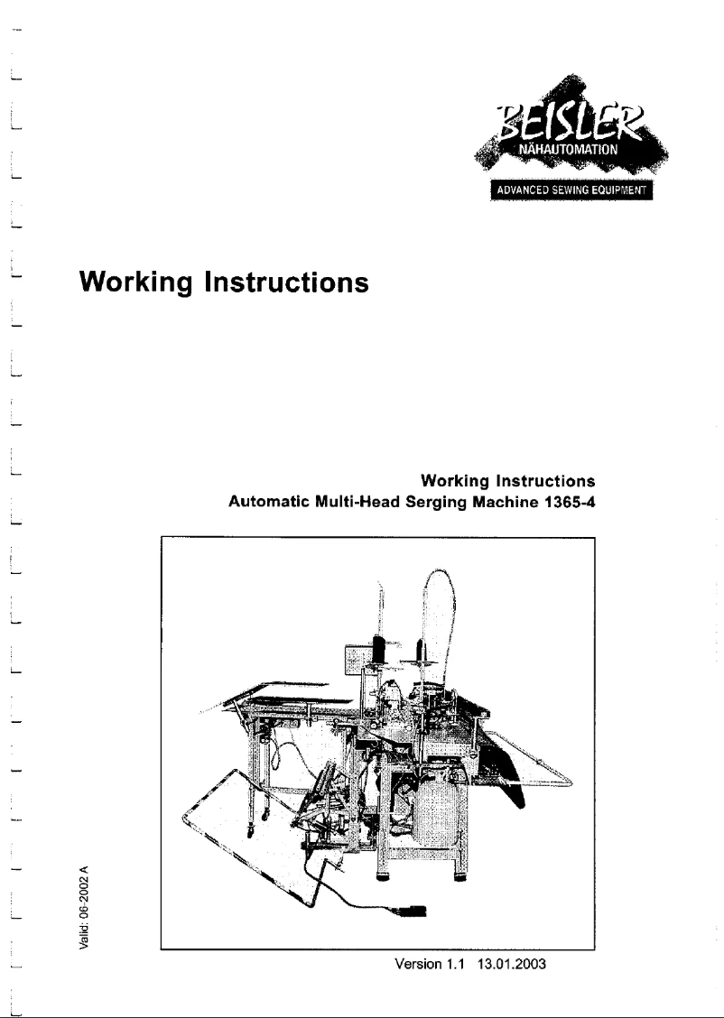 Page 1 of the manual User Manual Dürkopp Adler 1365-4