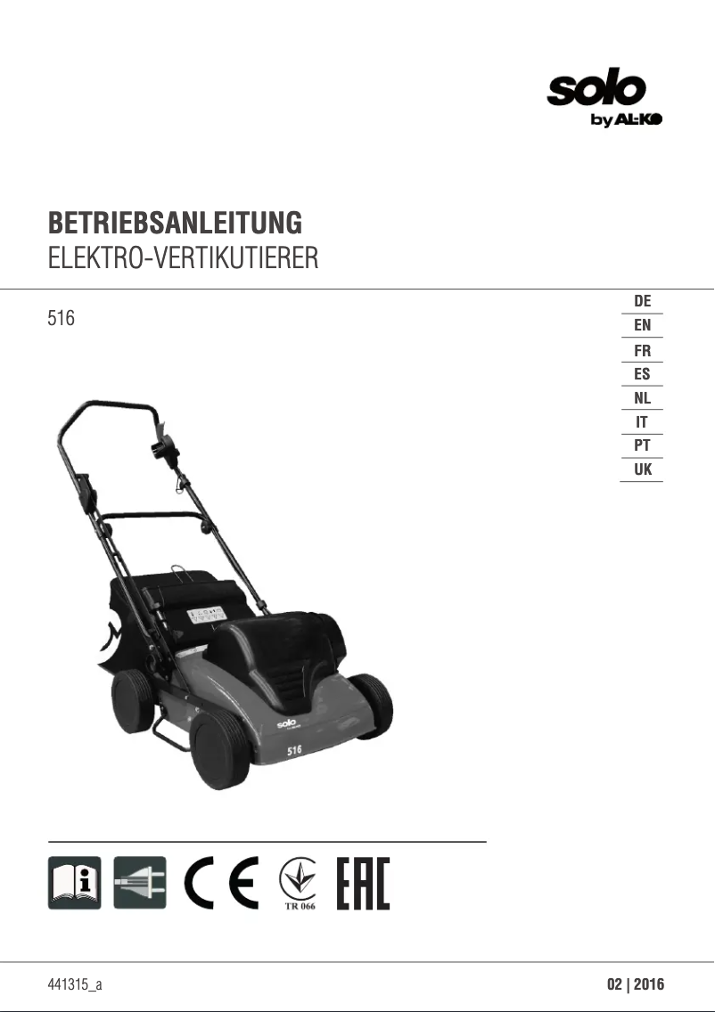 Page 1 de la notice Manuel utilisateur Solo 516