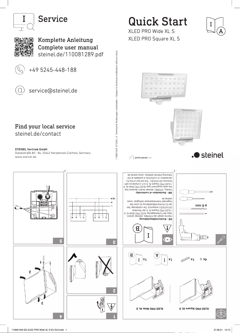 First page image of the manual for XLED PRO Square XL S