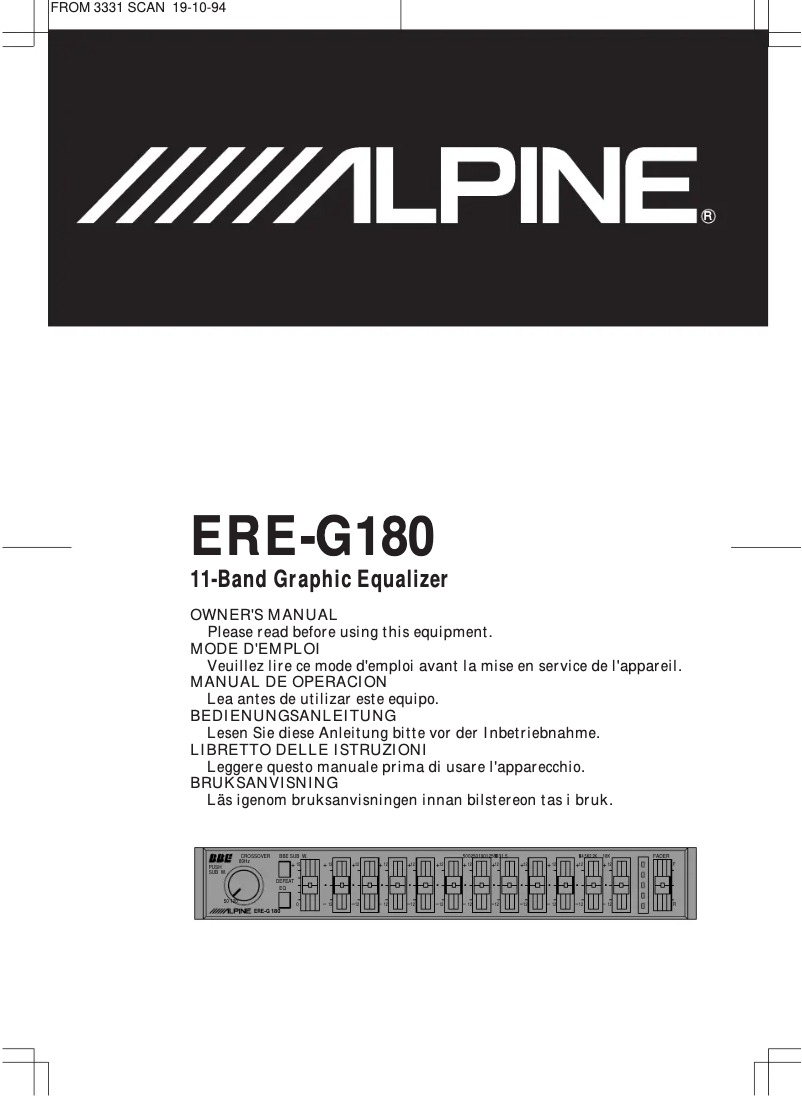 Page 1 of the manual User Manual Alpine ERE-G180