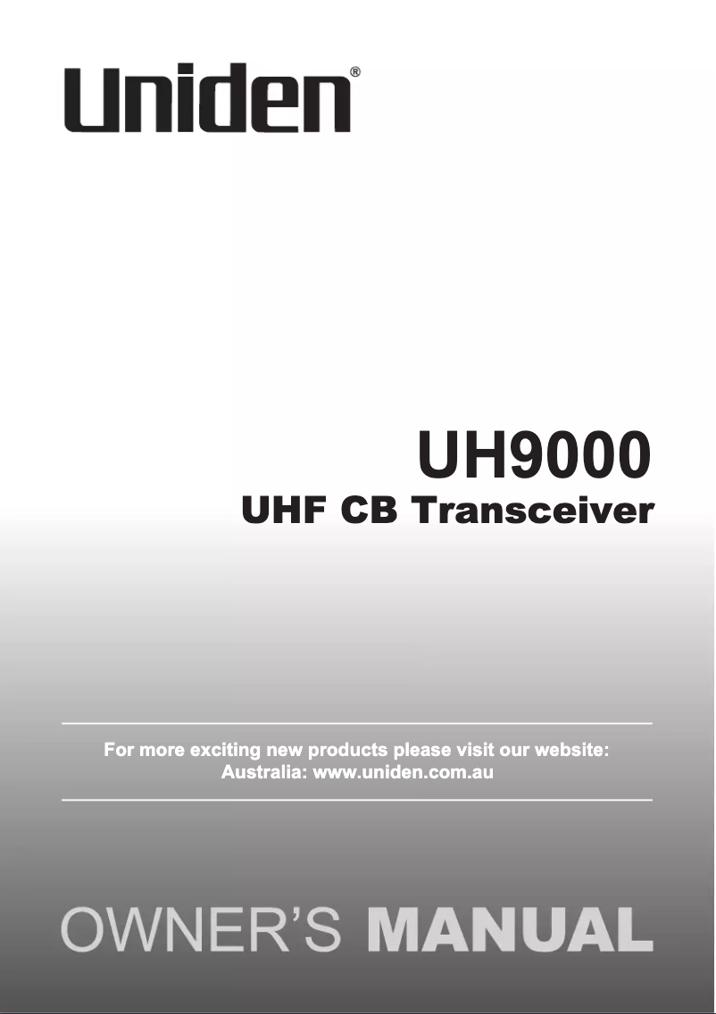 First page image of the manual for UH9000
