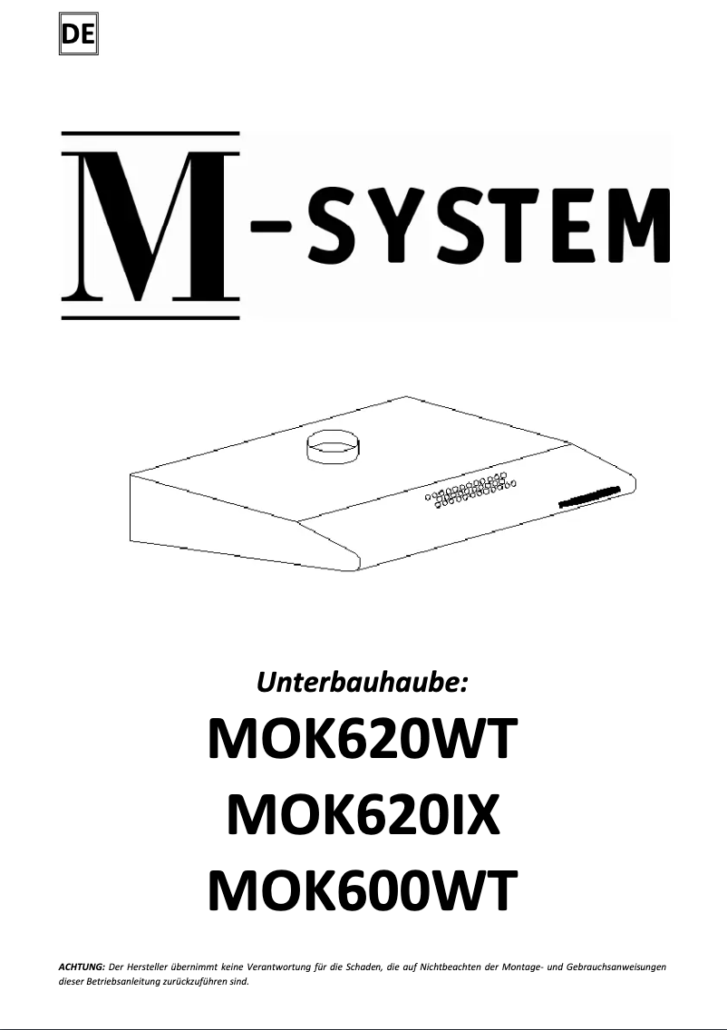 Page 1 of the manual User Manual M-System MOK-620WT