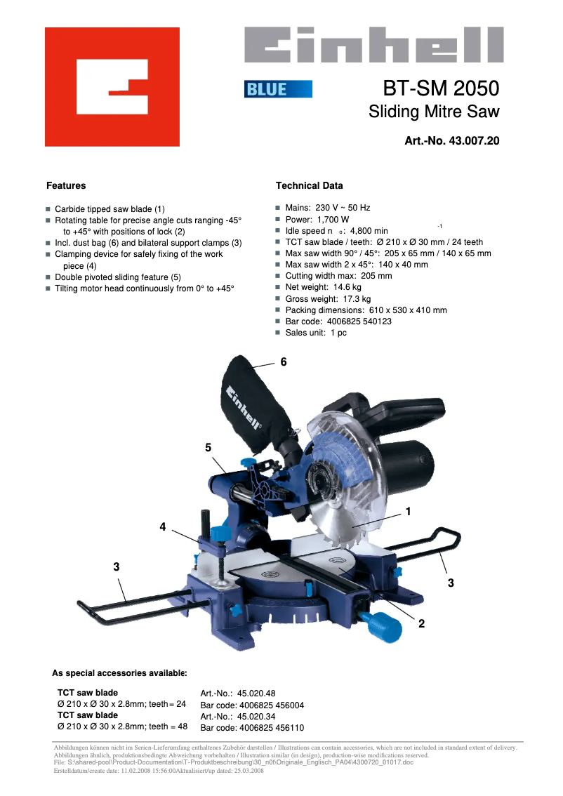 First page image of the manual for BT-SM 2050
