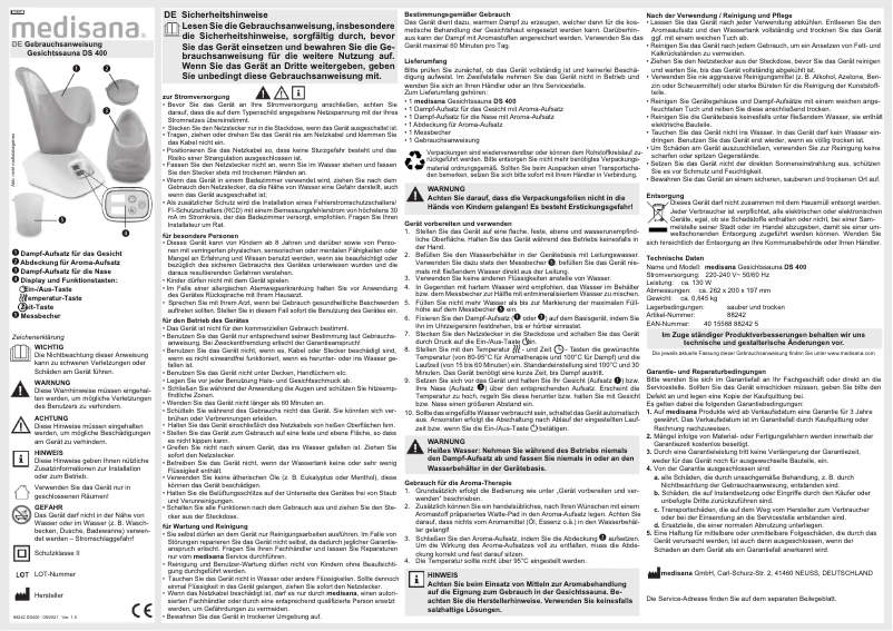 Page 1 of the manual User Manual Medisana DS 400