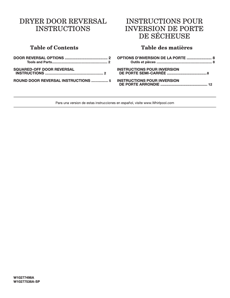 Page 1 of the manual User Manual Maytag W10277499