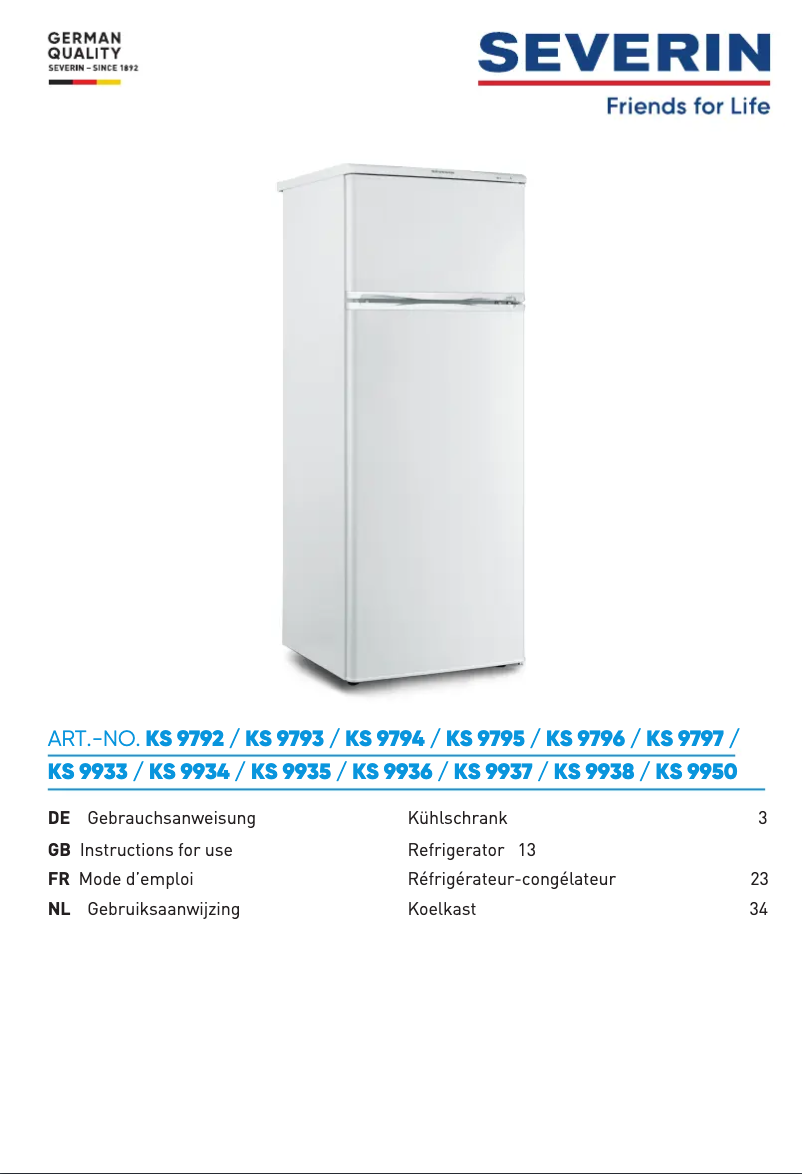 First page image of the manual for KS9792