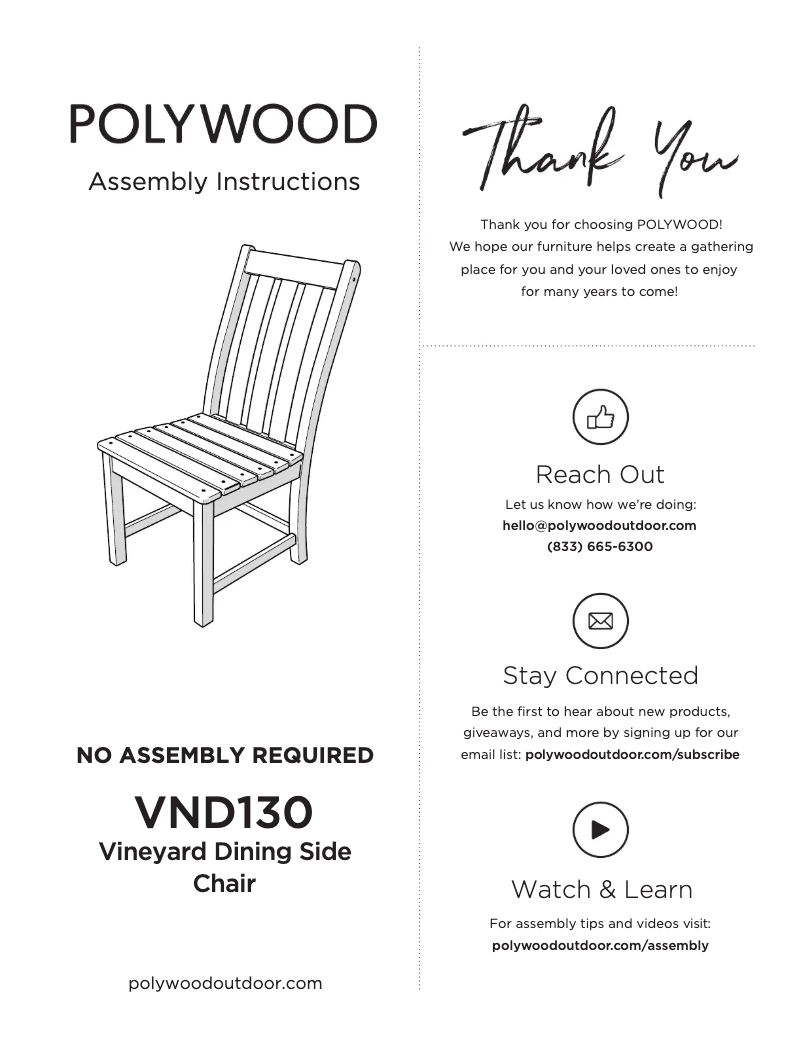 Page 1 of the manual User Manual POLYWOOD VND230