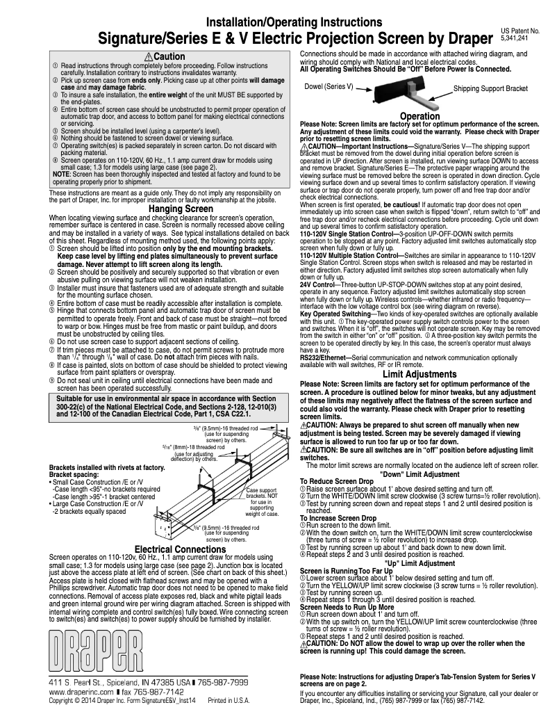 Page 1 of the manual User Manual Draper Signature E