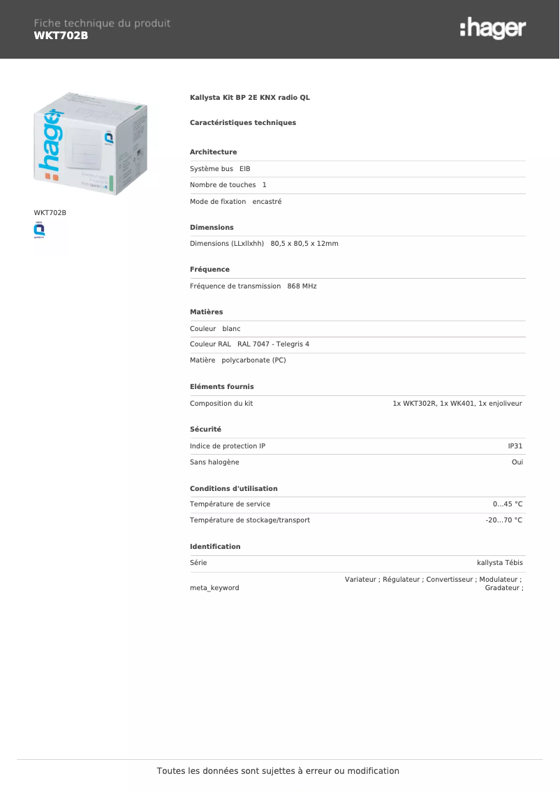 First page image of the manual for WKT702B