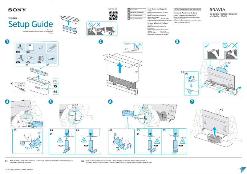 Page 1 of the manual Installation Guide Sony KD-85X80K