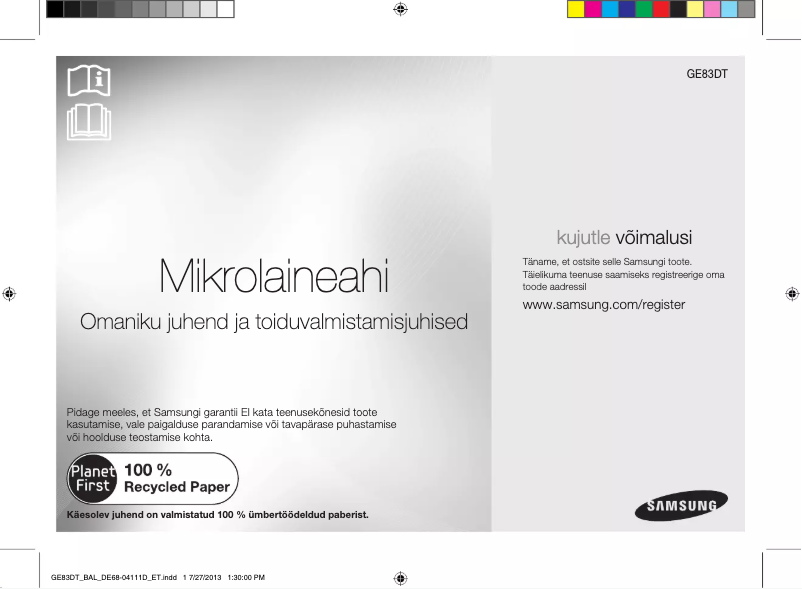 First page image of the manual for GE83DT-1