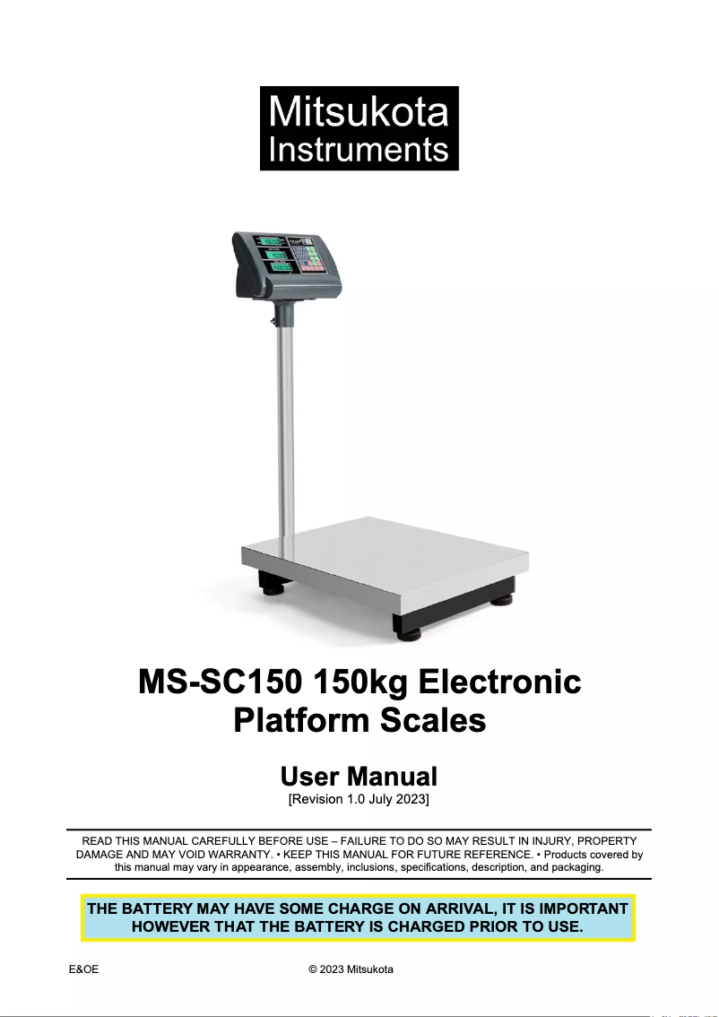 Page 1 of the manual User Manual Mitsukota MS-SC150