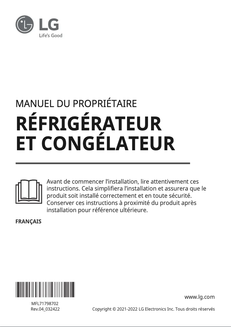 Page 1 of the manual User Manual LG GSQV90PZAE