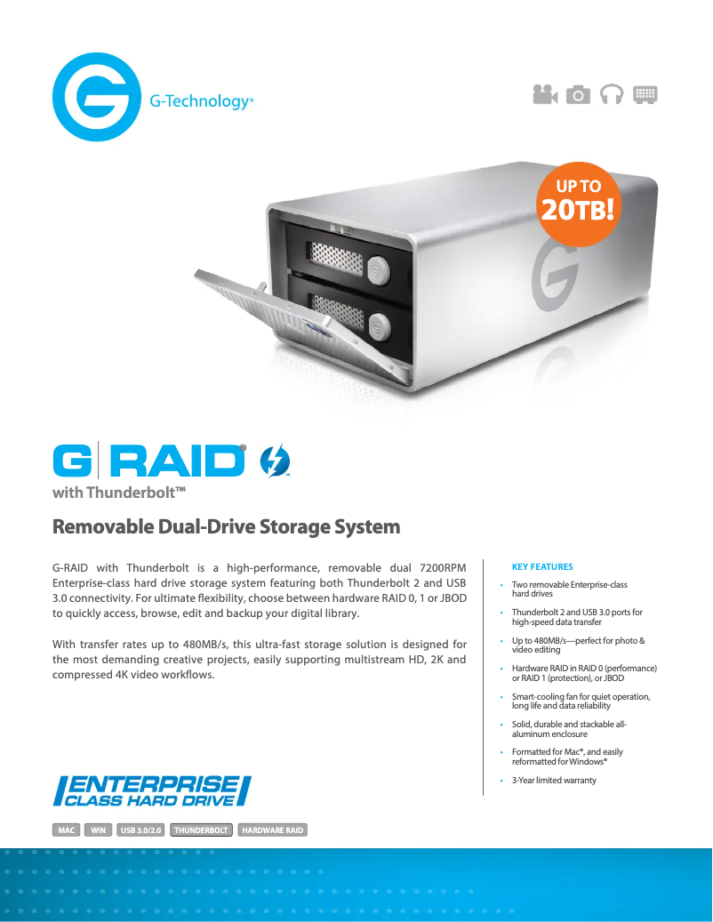 First page image of the manual for G-RAID Thunderbolt 2
