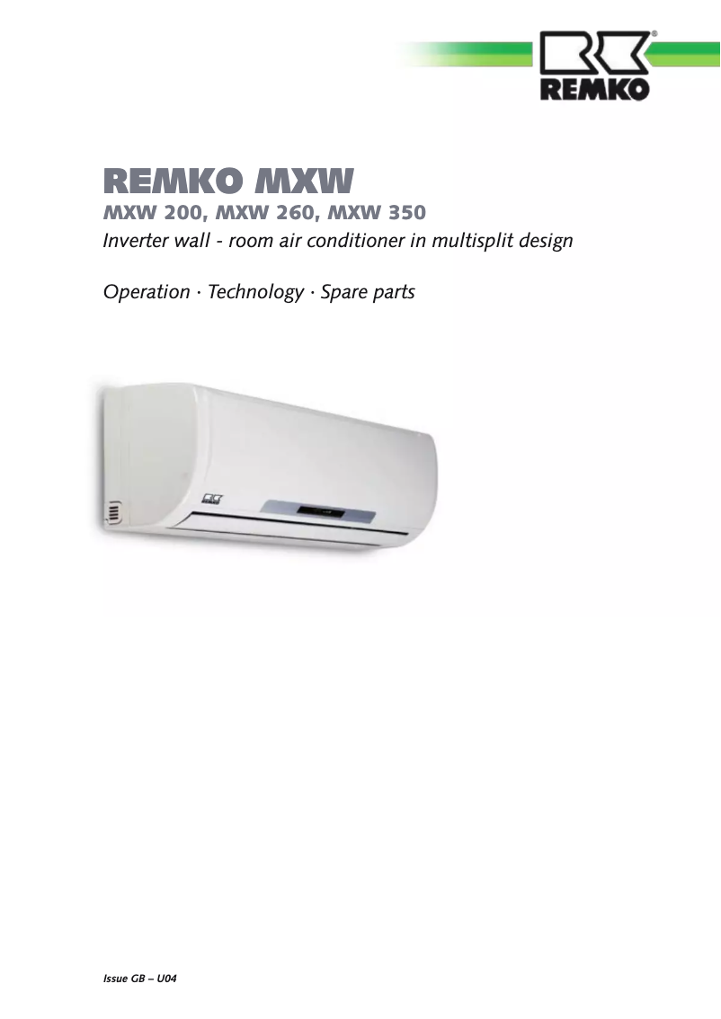 First page image of the manual for MXW 350